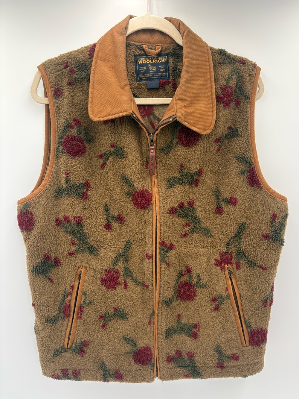 Vintage Woolrich Women’s Floral‎ Sherpa Fleece Vest Full Zip Cottagecore Large